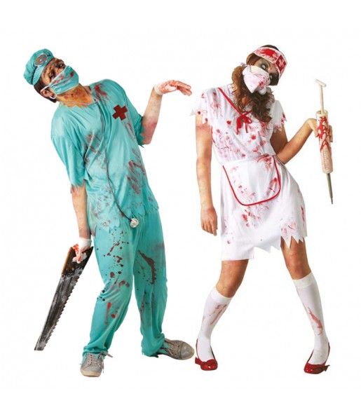 Mit dem perfekten Zombie Chirurg und Krankenschwester-Duo kannst du auf deiner nächsten Faschingsparty für Furore sorgen.