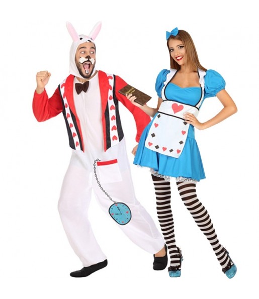 Mit dem perfekten Alice im Wunderland und das weiße Kaninchen-Duo kannst du auf deiner nächsten Faschingsparty für Furore sorgen.