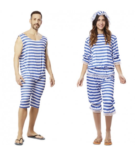 Blaue Schwimmer Kostüme für Paare