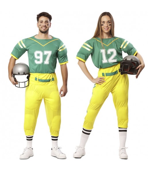 American-Football-Spieler in grünen Uniformen Kostüme für Paare