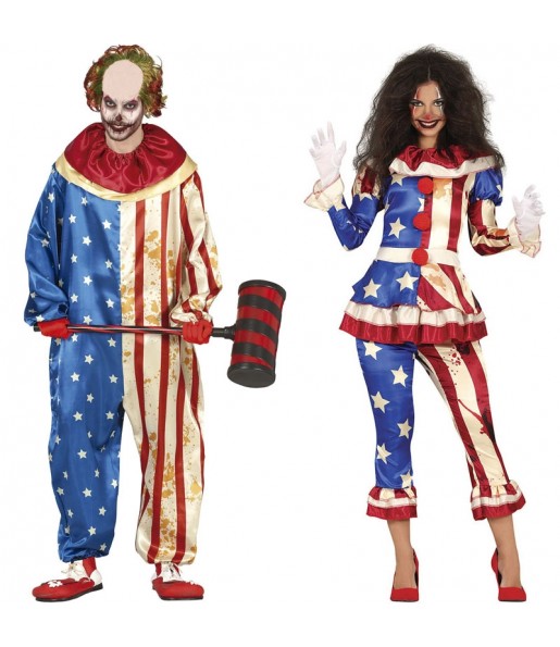 Patrioten Clowns Paarkostüm für Erwachsene