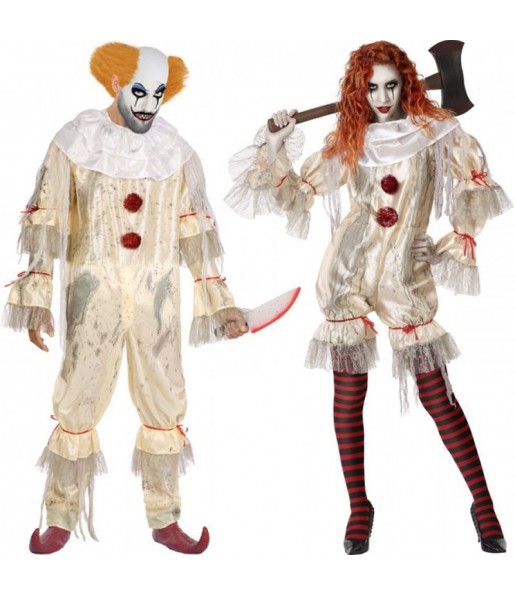 Blutige Clowns Kostüme für Paare