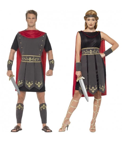 Mit dem perfekten Schwarze römische Soldaten-Duo kannst du auf deiner nächsten Faschingsparty für Furore sorgen.