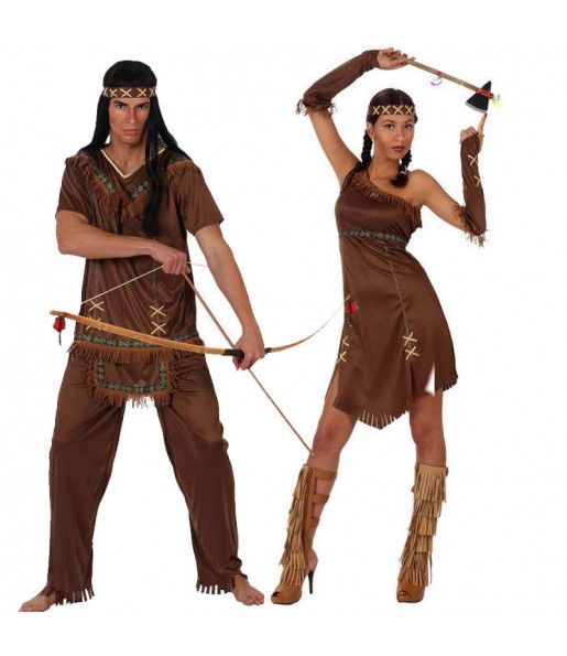 Mit dem perfekten Braune Indianer-Duo kannst du auf deiner nächsten Faschingsparty für Furore sorgen.