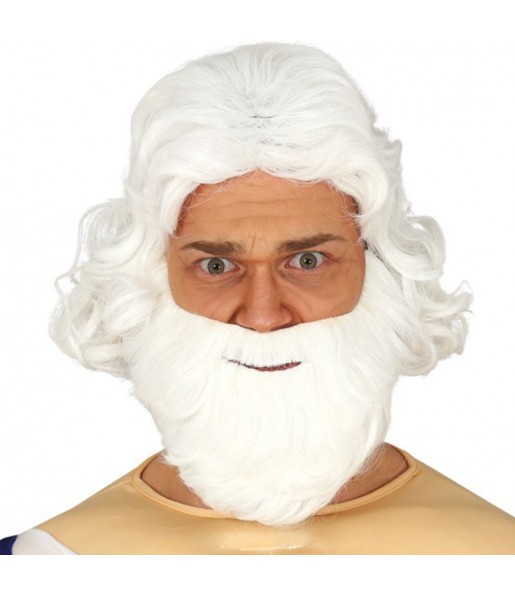 Zeus-Perücke mit weißem Bart