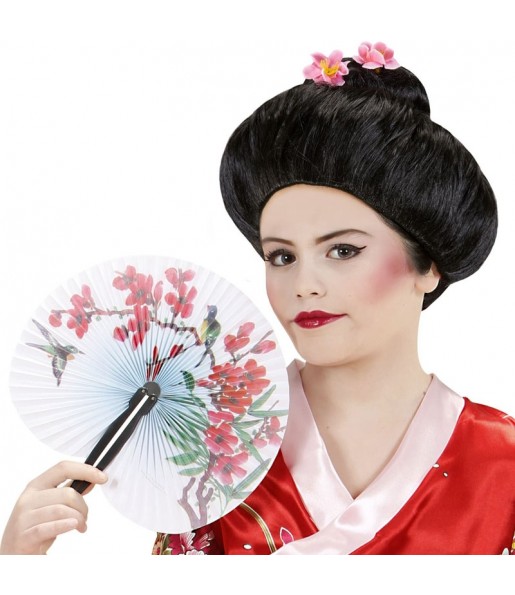 Original Kinder-Geisha-Perücke zum Verkleiden auf Partys und im Karneval. Diese Perücke im japanischen Stil für Mädchen ist die perfekte originelle Ergänzung für Ihr Kostüm auf einer Faschings-, Karnevals- oder Kostümparty