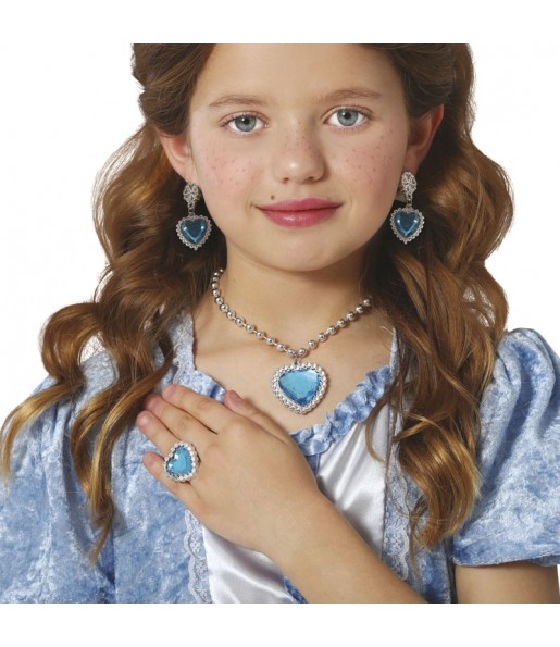 Blaues Prinzessinnen-Schmuckset für Kinder um Ihr Kostüm zu vervollständigen