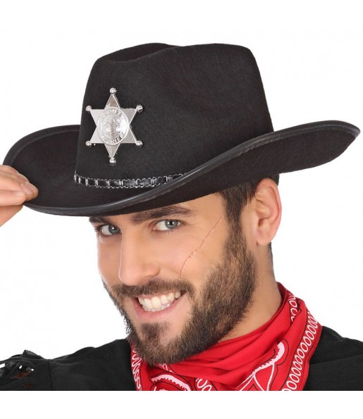 Schwarzer Western Cowboyhut um Ihr Kostüm zu vervollständigen