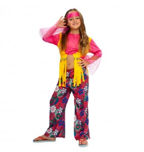 Rosa Hippie Kostüm für Mädchen