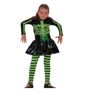 Verkleiden Sie die Fluoreszierendes SkelettMädchen für eine Halloween-Party