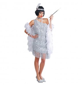Kostüm Sie sich als Silber Charleston Kostüm für Damen-Frau für Spaß und Vergnügungen