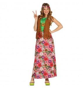 Kostüm Sie sich als Langer Hippie Kostüm für Damen-Frau für Spaß und Vergnügungen