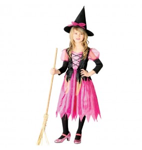 Verkleiden Sie die Kleine rosa HexeMädchen für eine Halloween-Party