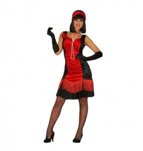 Kostüm Sie sich als Schwarzer und roter Charleston Kostüm für Damen-Frau für Spaß und Vergnügungen