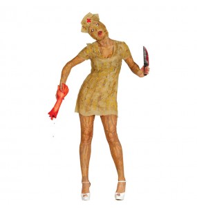 Zombie Krankenschwester mit Kapuzen Kostüm Frau für Halloween Nacht
