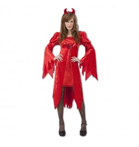 Rötlicher Teufelin Kostüm Frau für Halloween Nacht