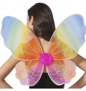 Mehrfarbige Schmetterlingsflügel mit rosa Marabu um Ihr Kostüm zu vervollständigen