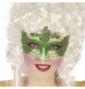 Grüne venezianische Augenbinde mit Glitzer um Ihr Kostüm zu vervollständigen