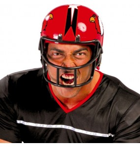 Roter Football-Helm um Ihr Kostüm zu vervollständigen