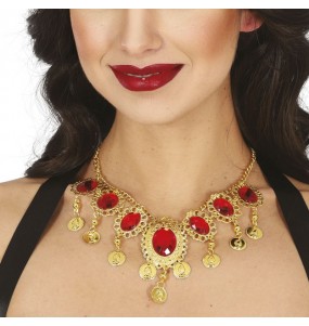 Prinzessinnen-Halskette mit Münzen und Rubinen um Ihr Kostüm zu vervollständigen