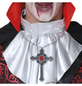Vampirkreuz mit Rubinhalskette zur Vervollständigung Ihres Horrorkostüms