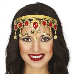 Prinzessin Stirnband mit Münzen und Rubinen um Ihr Kostüm zu vervollständigen