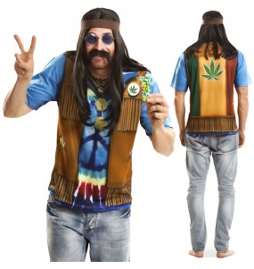 Hippie T-Shirt Erwachseneverkleidung für einen Faschingsabend