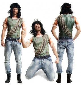 John Rambo T-Shirt Erwachseneverkleidung für einen Faschingsabend
