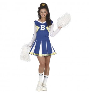 Cheerleader blau und weiß Kostüm für Damen