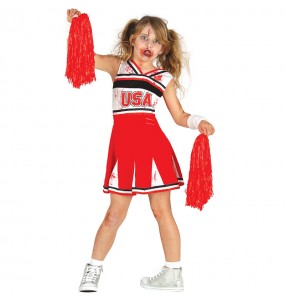 Verkleiden Sie die Zombie USA CheerleaderMädchen für eine Halloween-Party