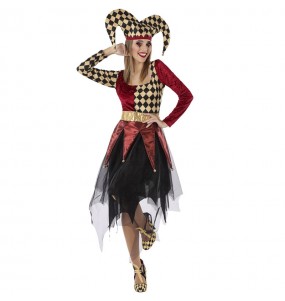 Kostüm Sie sich als Rotes Harlekin Kostüm für Damen-Frau für Spaß und Vergnügungen
