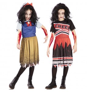 Schneewittchen und Cheerleader Zombie Reversible Kostüm für Mädchen