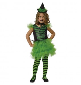 Grüne Glamour-Hexe Kostüm für Mädchen