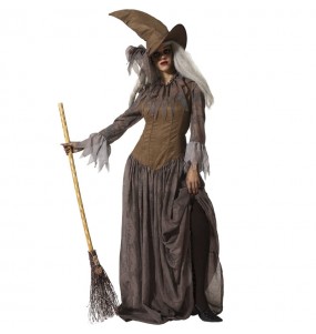 Braune Hexe Kostüm Frau für Halloween Nacht