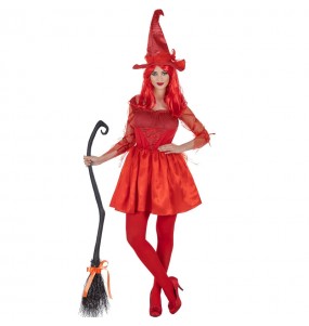Rote Hexe Kostüm Frau für Halloween Nacht