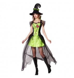 Grüne Hexe Halloween Kostüm Frau für Halloween Nacht