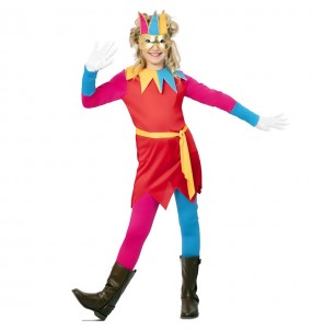 Mehrfarbiger Harlekin Kostüm für Mädchen
