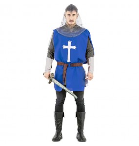 Mittelalterlicher blauer Kriegerumhang für Männer um Ihr Kostüm zu vervollständigen