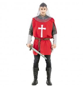 Roter mittelalterlicher Kreuzritter Kostüm für Herren