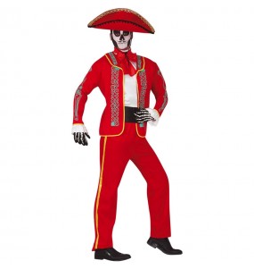 Verkleidung Rote mexikanische Catrín Erwachsene für einen Halloween-Abend
