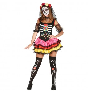 Catrina der Farben Kostüm Frau für Halloween Nacht
