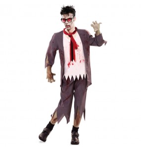 Verkleidung Blutige Zombie-Schuljunge Erwachsene für einen Halloween-Abend