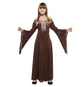 Mittelalterliche braune Dame Kostüm für Mädchen