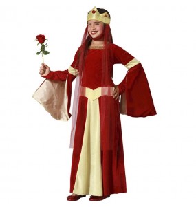 Rotes mittelalterliches Damen Kostüm für Mädchen