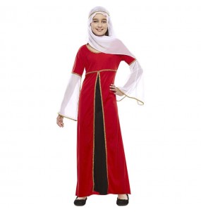 Mittelalterliche Dame rot und schwarz Kostüm für Mädchen