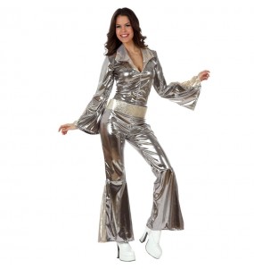 Kostüm Sie sich als Silbernes Disco Kostüm für Damen-Frau für Spaß und Vergnügungen