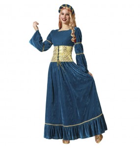 Blaue mittelalterliche Jungfrau Kostüm für Damen