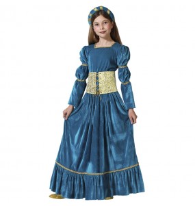 Blaue mittelalterliche Jungfrau Kostüm für Mädchen