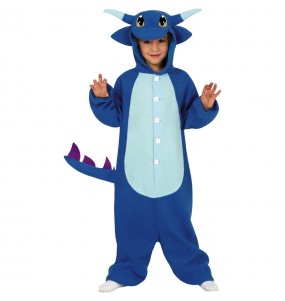 Blauer Drache Onesie Kinderverkleidung für eine Halloween-Party