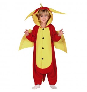 Roter Drache Onesie Kinderverkleidung für eine Halloween-Party